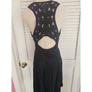 Gunne Sax Vintage Jessica McClintock‎ Black Lace Brocade Little Black Dress 9/10